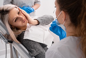 Woman smiling at the dentist